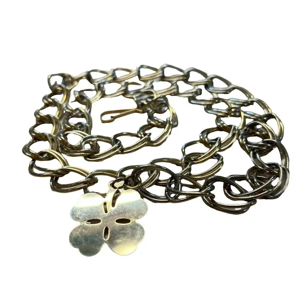 Gold Metal Chain Link Belt Flower Detail fits up‎ to 39